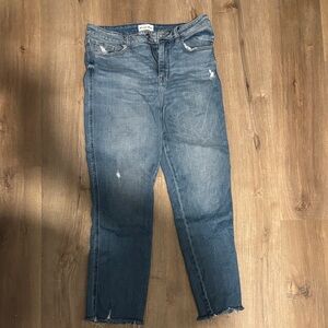 Stylish Distressed Blue Cropped Jeans